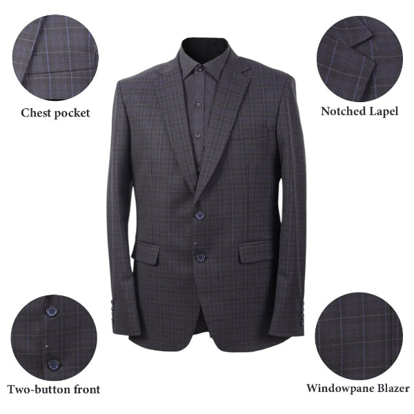 Men’s Navy Blue Windowpane Blazer