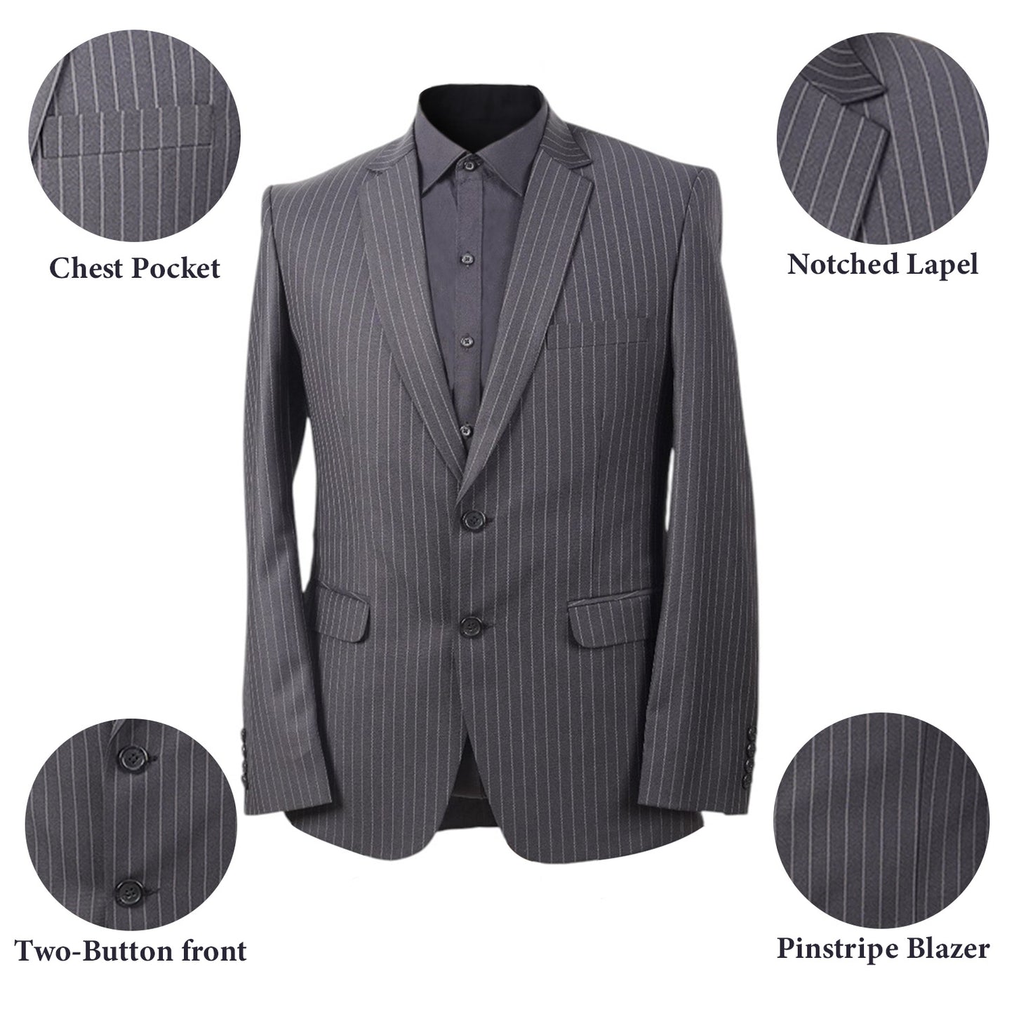 Men's Black Pinstripe Suit Blazer