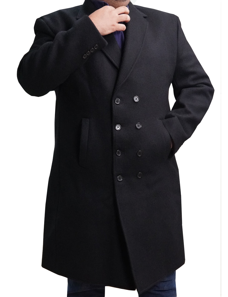 Black Trench Wool Coat