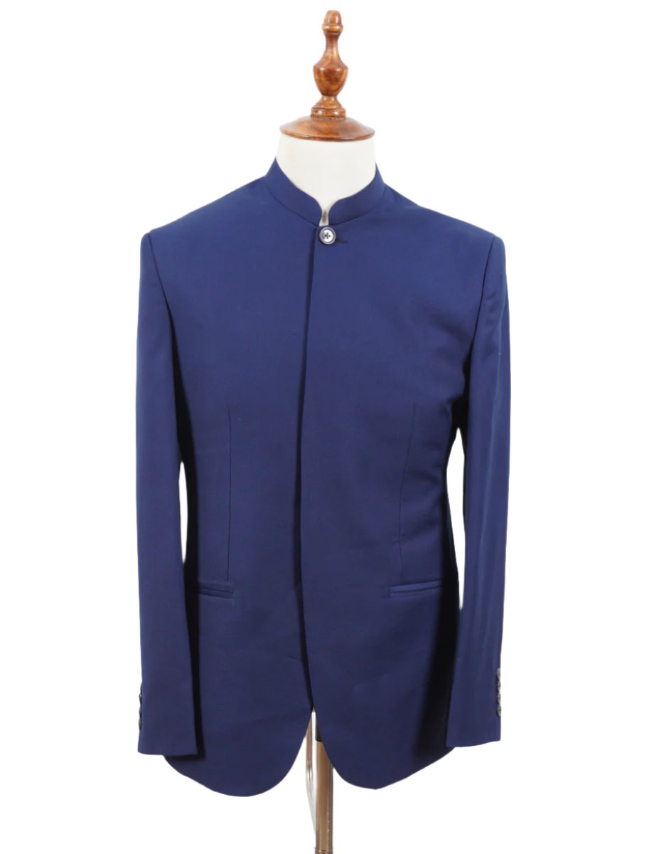 Buy Spectre-Inspired Blue Nehru Jacket for Men – Formal Mandarin Collar Coat Online