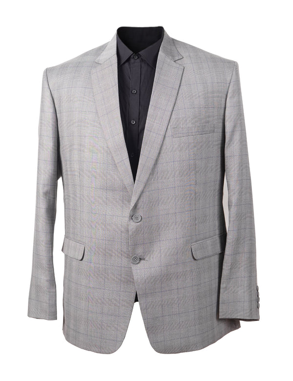 Men's Light Grey Checkered Blazer
