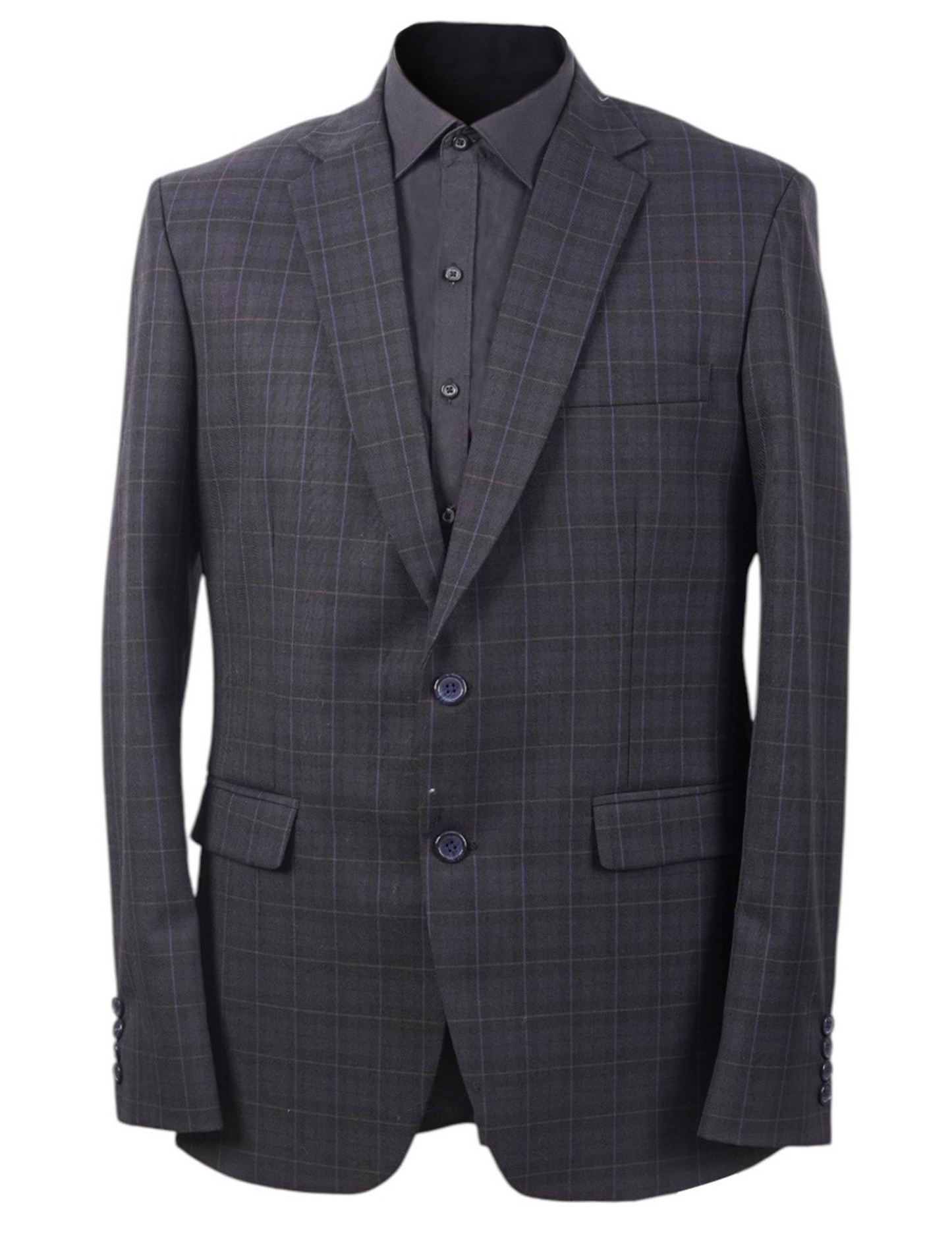 Men’s Navy Blue Windowpane Blazer