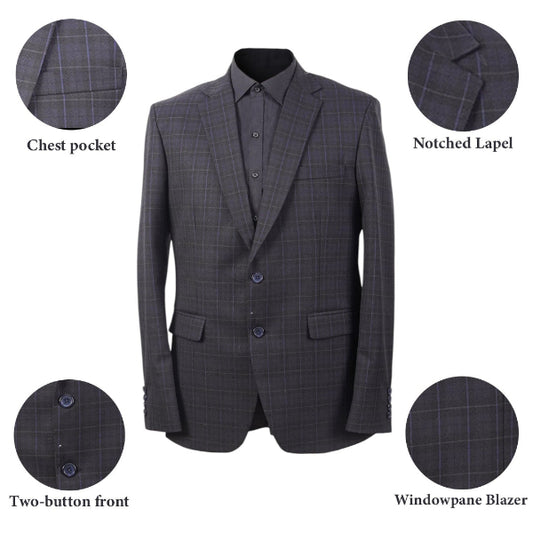 Men’s Navy Blue Windowpane Blazer