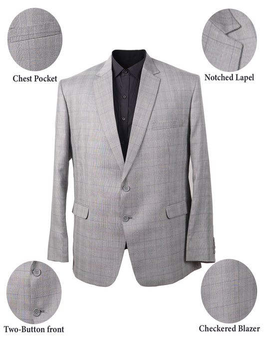 Men's Light Grey Checkered Blazer