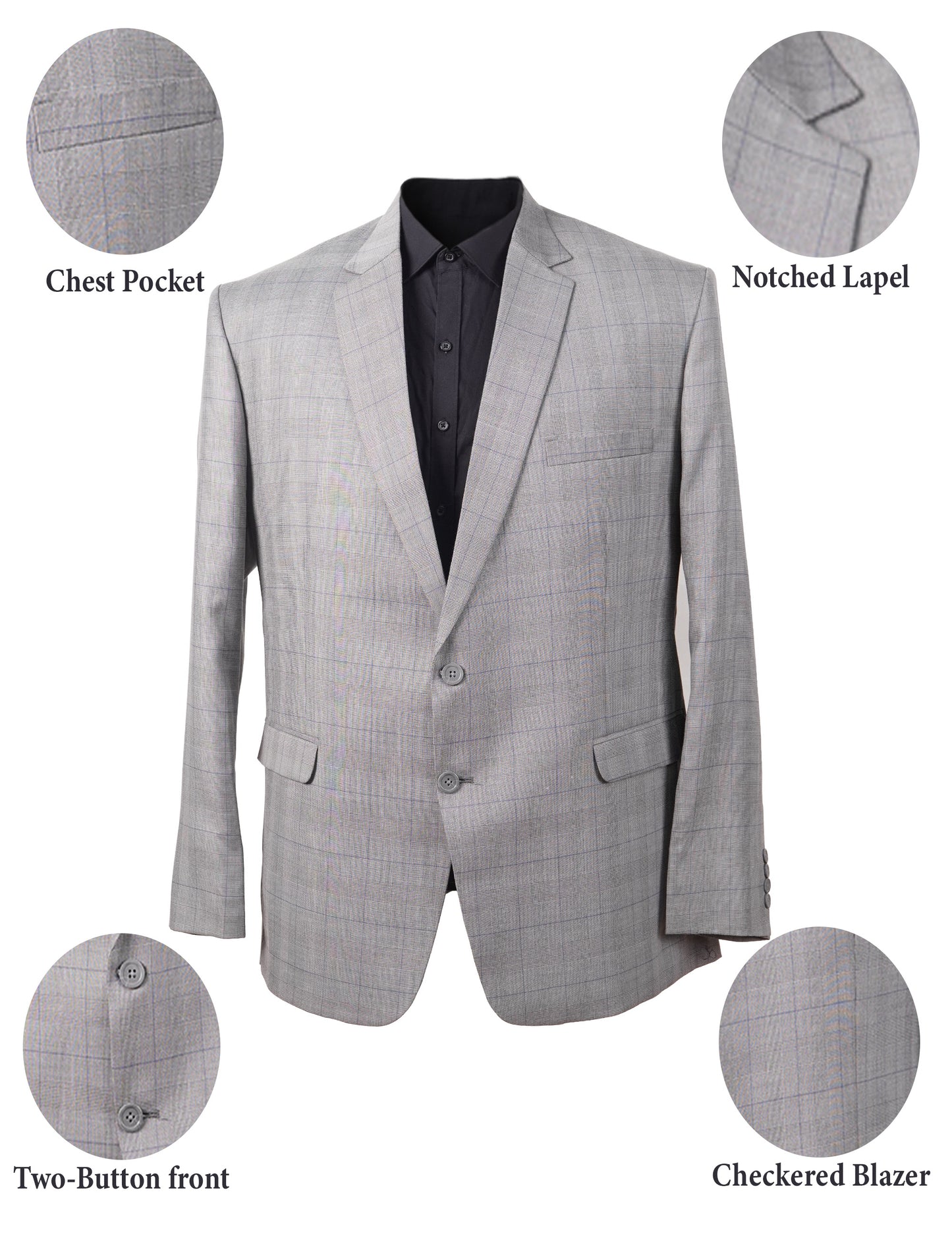 Men's Light Grey Checkered Blazer