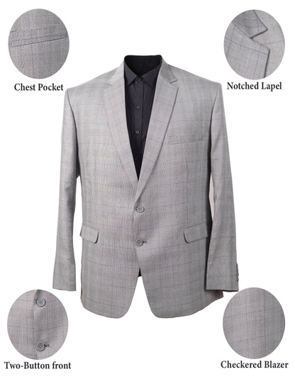 Men's Light Grey Checkered Blazer