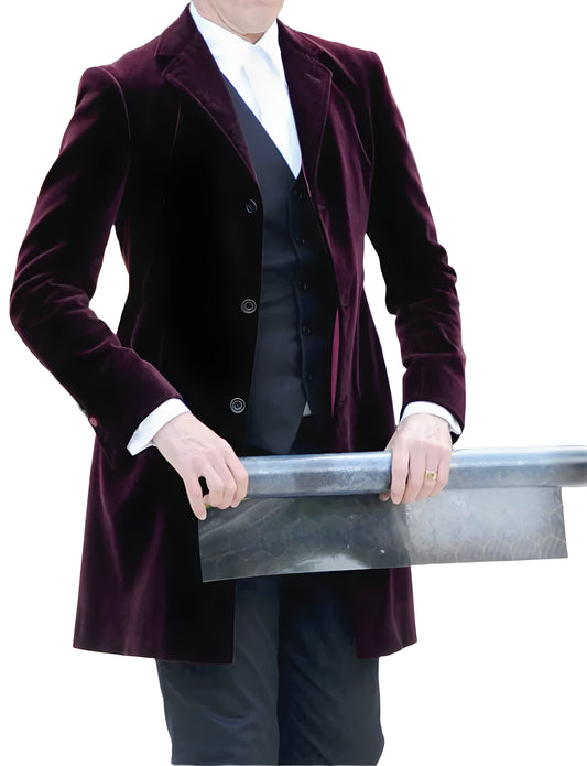 Peter Capaldi Burgundy Velvet Blazer