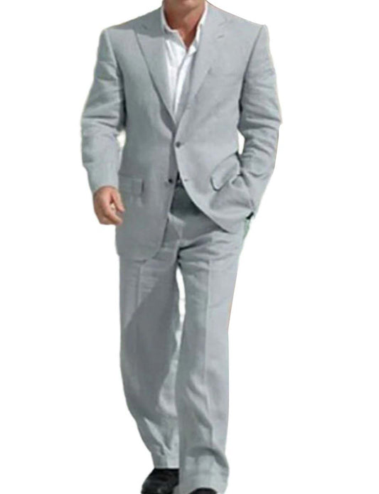 Light Gray Two Piece Linen Suit