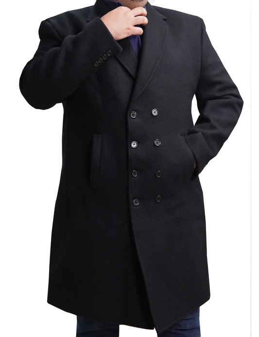 Black Trench Wool Coat