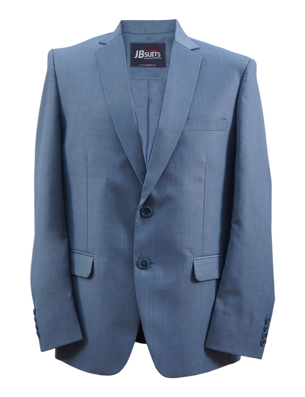 Men's pale blue slim fit blazer – front view on model, lightweight formal wear