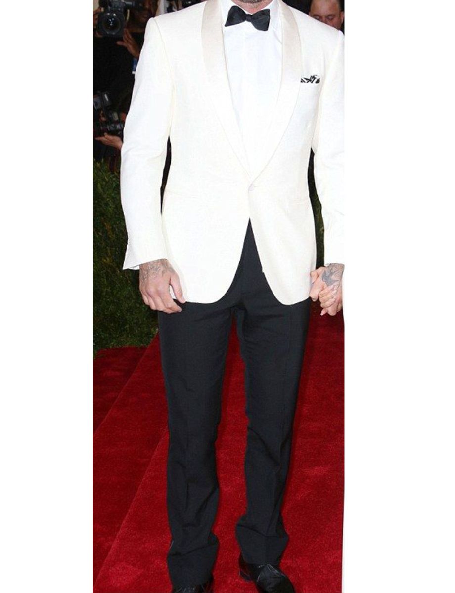 David Beckham Tuxedo In Ivory White