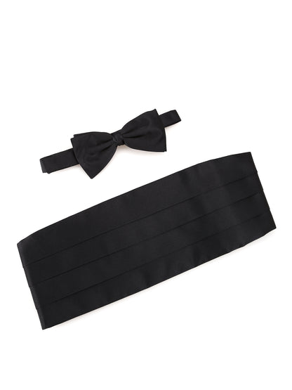 Black bow tie cummerbund set